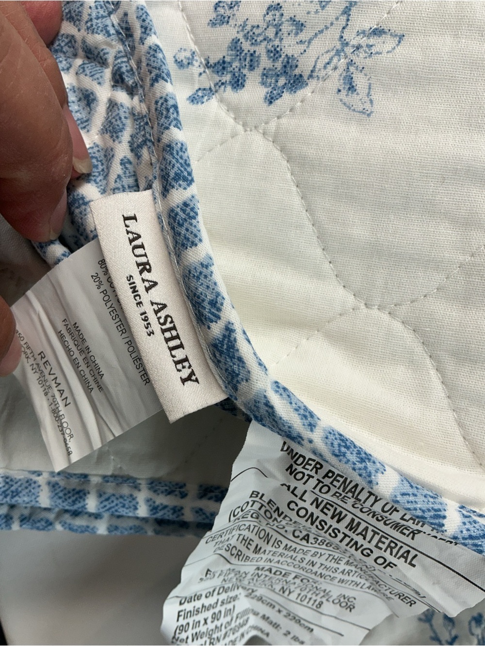 Laura Ashley 3 pieces set Blue Floral Quilted Comforter - Picture 10 of 13
